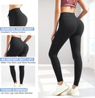 High Waisted Yoga Leggings for Women Double Tummy Control Workout Yoga Pants with Pockets Drawstring Jogger Pants Black