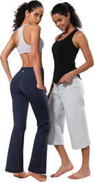 29"/31"/33"/35"/37" Women Bootleg/Wide Legs High Waist Yoga Pants Tummy Control Bootcut Workout Flared Out Pockets