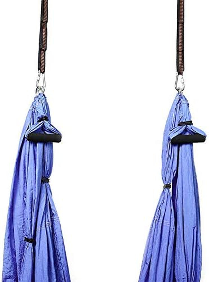 Anti-Gravity Aerial Yoga Hammock Swing – Six Handles Sling Pilates Set Kit Include Steel Carabiners Extension Straps No Ceiling Hanging Mount for Home & Gym Fitness