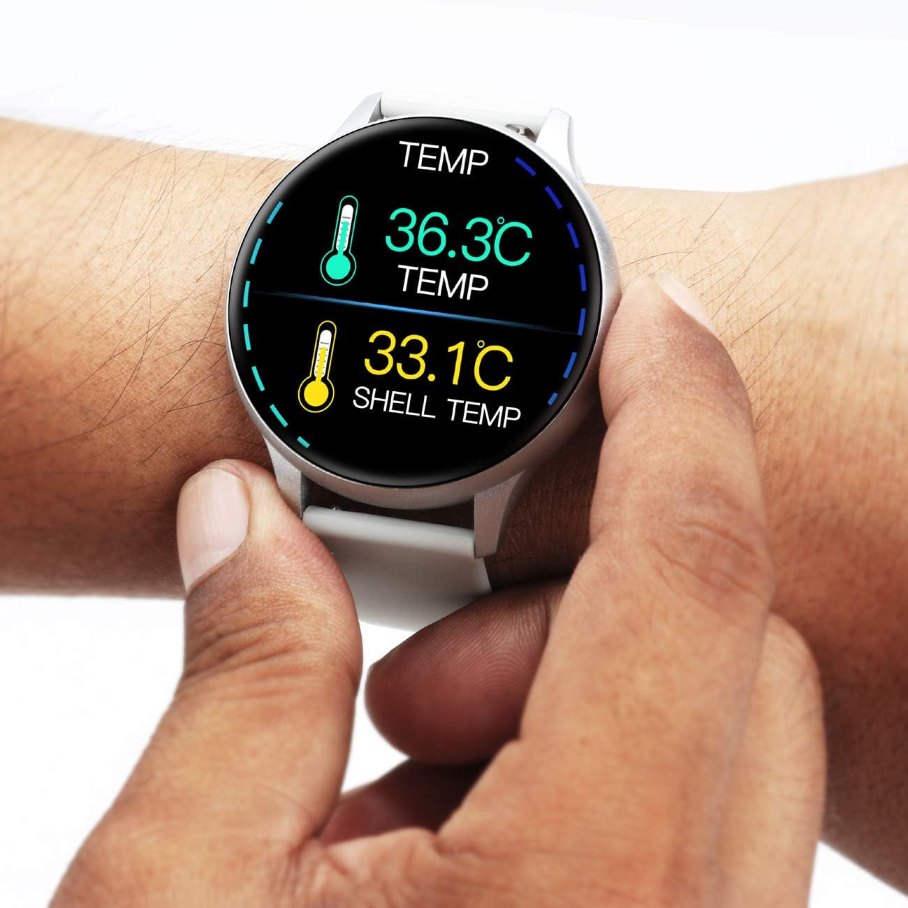 Smart Watch for Women, Sport Fitness Watch with Body Thermometer/Heart Rate/Blood Pressure/Spo2/Sleep Monitor/Pedometer/Waterproof, Lady Bluetooth Smartwatch Grey