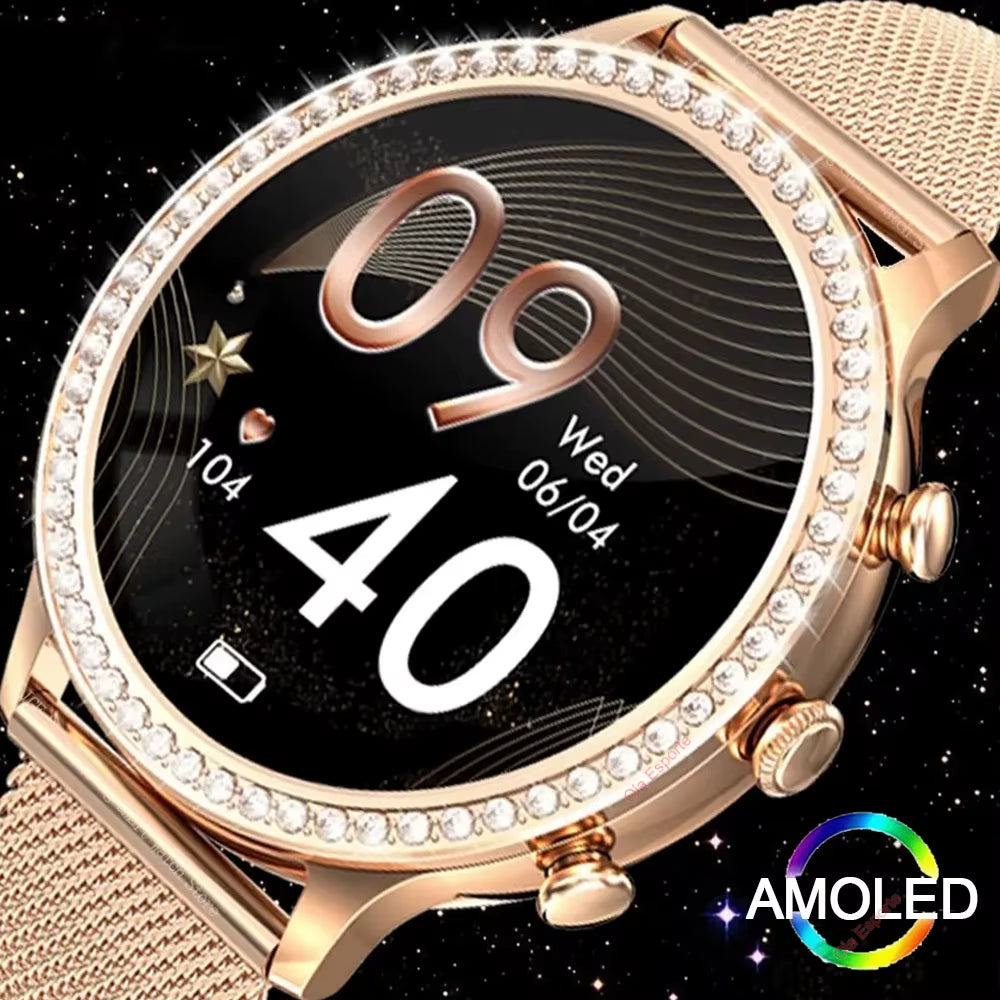Smart Watch for Lady 1.28'' Bluetooth Call Blood Pressure DIY Custom Dial Sport Fitness Bracelet Waterproof Men Smartwatch Women