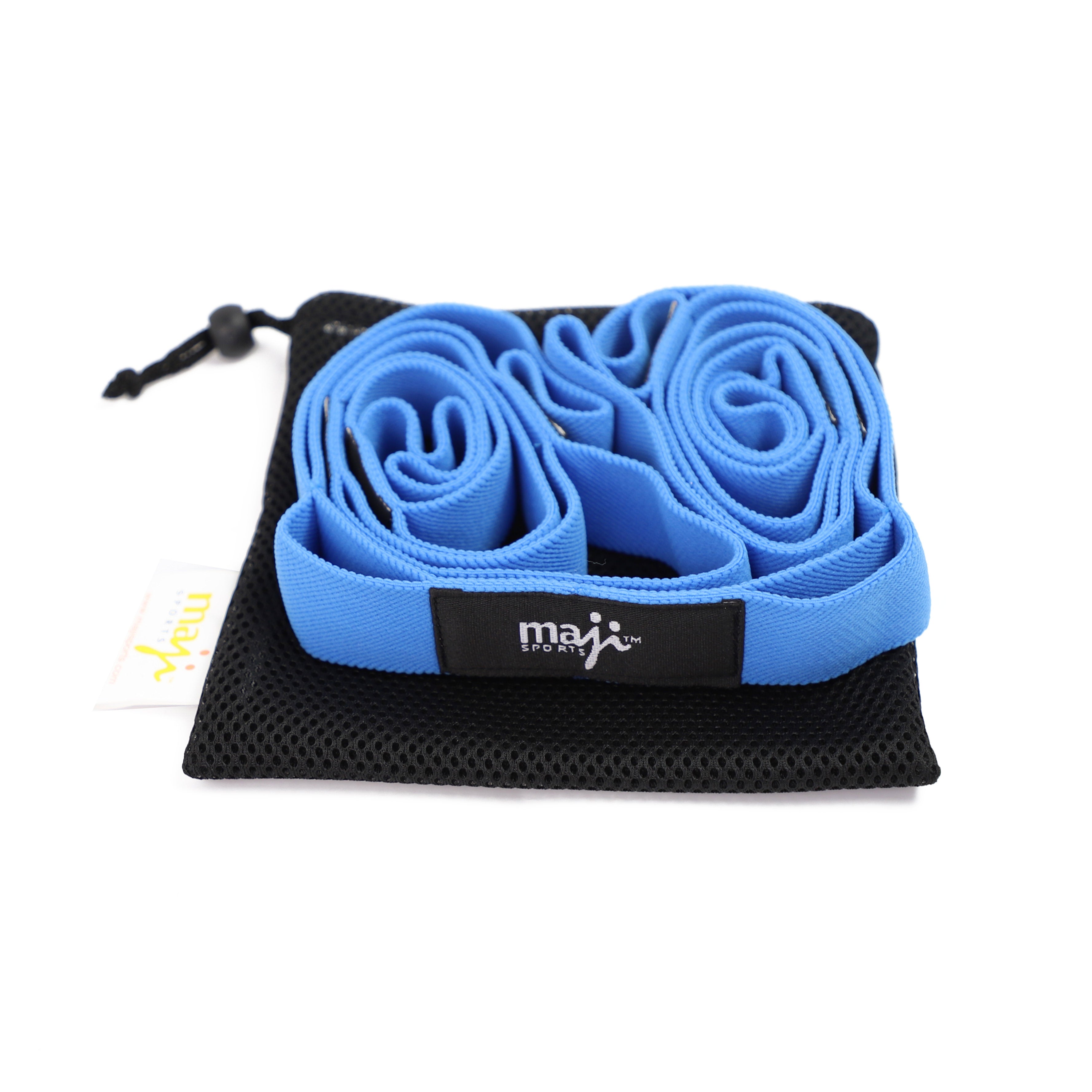 Maji Sports Elastic Yoga Straps with 10 Loops - Blue