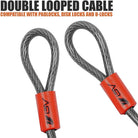 Heavy-Duty 4FT Security Cable Lock with Loops - 10Mm (3/8 Inch) Cut-Resistant Braided Steel Cable - Versatile & Weatherproof - Security Chain for Padlock, Chain Lock, Wire Lock
