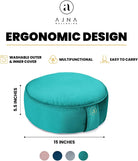 Buckwheat Meditation Cushion round Zafu Yoga Pillow - Zafu Meditation Cushion Velvet with Zippered Organic Cotton Liner to Add or Remove Hulls | Machine Washable - Free Carry Bag (Emerald)