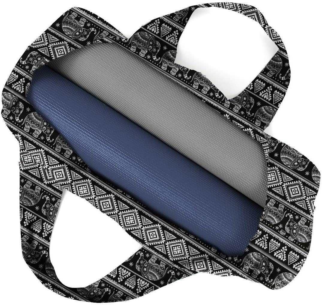 Large Yoga Mat Bag | the ORIGINAL totepro | Large Yoga Mat Tote Sling Carrier with Side Pocket | Fits Most Size Mats (Thai Elephant)