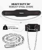 Dip Belt for Weightlifting, Weight Belt with Chain for Pullup, Gym Lifting Belt for Powerlifting, Squat, Bodybuilding, Heavy Duty Steel, Workout Belt with Comfortable Neoprene Support