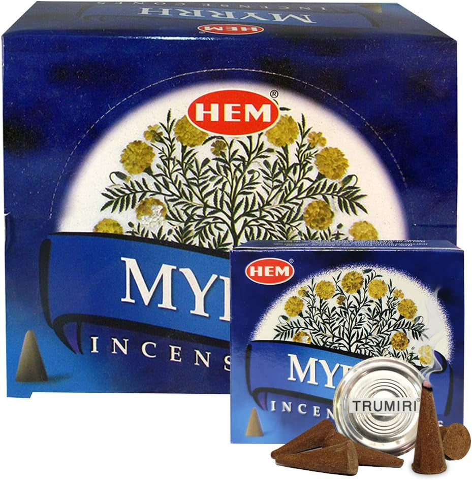 Myrrh Incense Cones and Cone Incense Burner Bundle Insence Insense Hem Incense