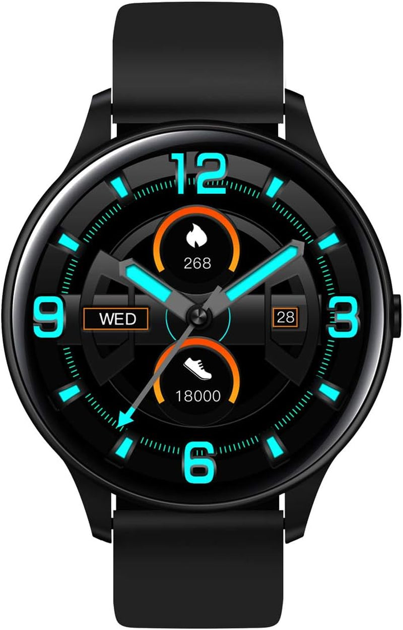 Smart Watches for Men Women, Sport Fitness Tracker Watch with Body Temperature/Heart Rate/Blood Pressure/Spo2/Sleep Monitor/Pedometer/Waterproof, Bluetooth Smartwatch, Black